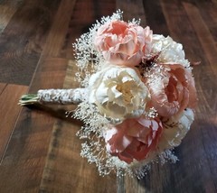 Light Pink White Bridal Bouquet Blush Peony Bridesmaid Sola Wood Wedding Flowers