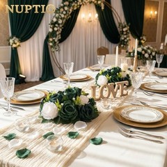 Green Flower Ball Centerpieces: 2 Pcs Forest Green & Hunter Green & Ivory