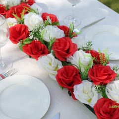 6 RED IVORY Silk Rose Flower Panels Artificial Floral Home Decorations