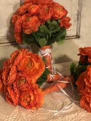 Vibrant Orange Wedding Bouquet Set