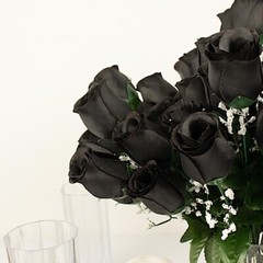 84 Black SILK ROSE BUDS Wedding Party Flowers Bouquets Decorations on SALE