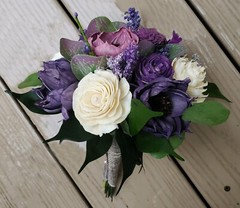 Purple & White Bridal Bridesmaid Bouquet Sola Wood Wedding Home Decor Flowers