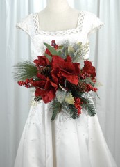 Amaryllis Red Berry Winter Wedding Bouquet
