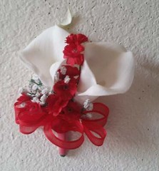 Red White Rose Calla Lily Bridal Wedding Bouquet Accessories