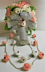 Bridal Bouquet Pink White Roses 2 Hanging Extensions Decoration Fuschia Silver