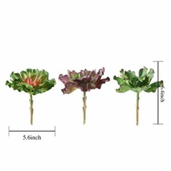 Set of 3 6″ tall Assorted Echeveria Rosettes Faux Succulent Picks Sprays Stems