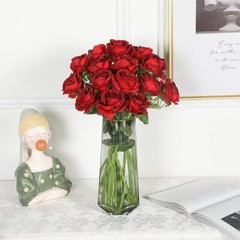 Artificial Flowers Silk Roses Real Touch Bridal Wedding Bouquet for Home