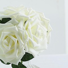 24 Ivory 5″ FOAM ROSE Flowers Stems Party Wedding Events Decorations Supplies