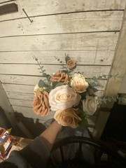 Champagne, Bronze/brown Hand Tied Style With matching Boutonnière