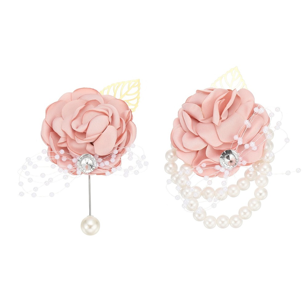 Rose Bridesmaid Wrist Flower Corsage Artificial Bride Wrist Corsage Pink
