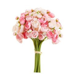 Ranunculus Artificial Flower Faux Silk Mini Peony Flowers Fake Peonies Pink