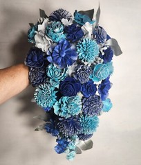 Turquoise Royal Blue Silver Sola Wood Flower Bridal Wedding Bouquet Accessories
