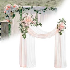Artificial Wedding Arch Flowers with Drape Lawn Gift Floral Swag Arrangement