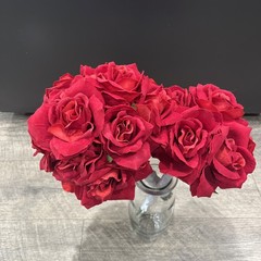 Red Rose Bridal Bouquet with Flower Girl bouquet – Both Wrapped in White Ribbon