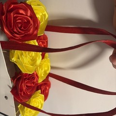 Handmade Satin Ribbon Flower Bouquet – Artistic Custom Creation Red