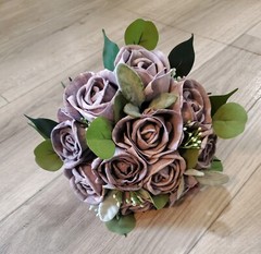 Light Purple Lavender Bridal Bouquet Rose Sola Wood bridesmaid Wedding Flowers