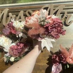 6 Wedding Table Bouquets Budget Friendly Beautiful Faux Flowers Cream/White Pink