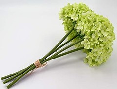 High Details Hydrangea Silk Flowers (About 225 Petals Each Light Green