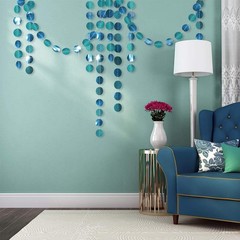 Cheerland Glitter Teal Blue 13 Foot (Pack of 4), Circle Garland