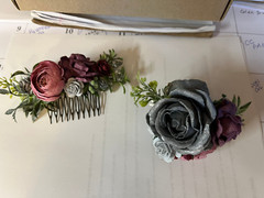 Mauves and Gray Wrist Corsage & Hair Comb Set
