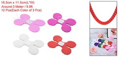 12Pcs 9.8ft Four-Leaf Paper Flower Garland Hanging Streamer Red Theme 4 Color