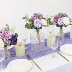 Artificial Bridesmaid Bouquets 6 Pcs – 7 Inch Pre-made 6pcs Bouquets, Lilac