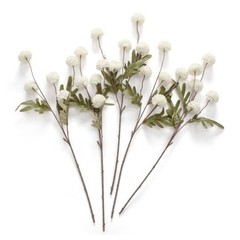 Artificial Kiku Flower White – 5 Pcs Fake Pompon Mums Silk Small Off White