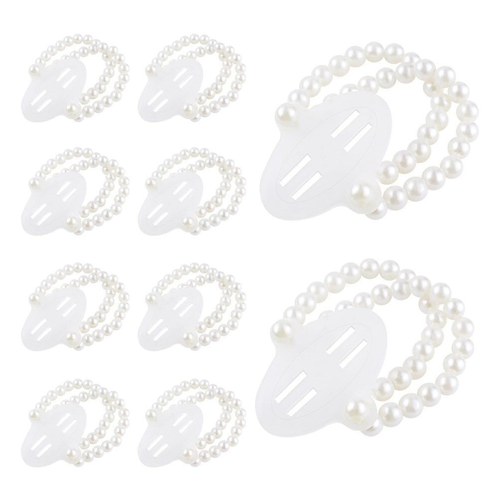10 Pieces Pearl Corsage Wristlet Bracelet Elastic Wrist Corsages Bands for Weddi