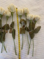 9 WT Collection Burlap Ivory White Flower Stems Wedding NWT Tulip Roses Gorgeous