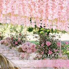 12 Pack Hanging Wisteria Flowers, 3.6 Feet Artificial 12 Pcs Light Pink