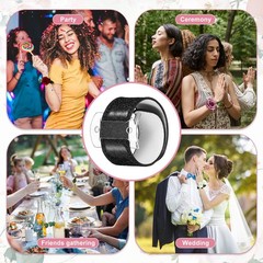 12 Pcs Corsage Wristlet Band, Elastic Wrist Corsage Bracelets Bands, Black