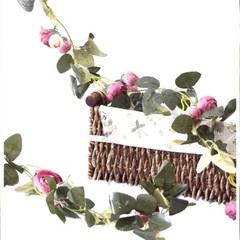 3 Silk-5 ft Artificial Variegated Rose Flowers Garlands Vines, Pink Camellia