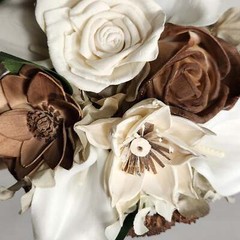 Brown Ivory Rose Calla Lily Sola Wood Bridal Wedding Bouquet Accessories