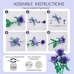 Rose Flower Bouquet Building Set with Lights – DIY Artificial Plant Gift for Wom