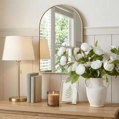 florisso 6 Pcs 27″ Faux Silk Artificial Peony Flowers, Fake Peony White