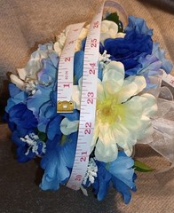 NEW Artificial Asst Blues/Off White Flowers Bride Wedding Round Clutch Bouquet