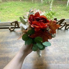 Beautiful Bridal Wedding Bouquet Budget Handmade Faux Floral Red Pink White