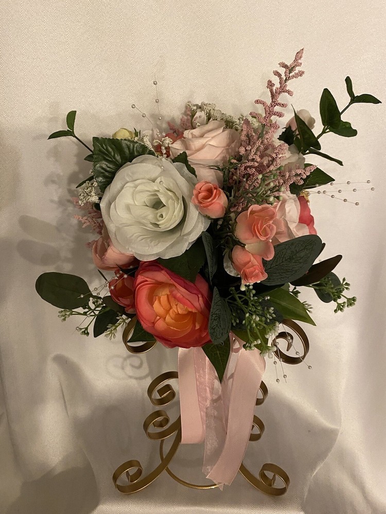 bridal Wedding Bouquet New Pinks, Free Matching Boutonnière