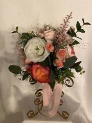bridal Wedding Bouquet New Pinks, Free Matching Boutonnière