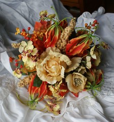 Bright Autumn Bridal Bridesmaid Bouquet in Silk