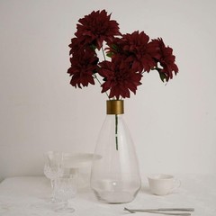 2 BURGUNDY 20″ Artificial Dahlia SILK FLOWER BUSHES Wedding Party Decorations