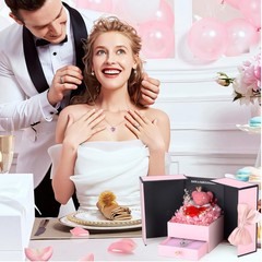 Suturun Preserved Roses Forever Flowers Gifts for Women,Eternal Pink