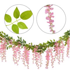 Lvydec Wisteria Artificial Flowers Garland, 4 Pcs Total 28.8ft 28.8ft, Pink