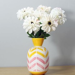 6 Pack Artificial Chrysanthemums Silk Flowers,24’in Long Stem Fake Creamy White