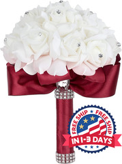 Ramo Grande De Flores De Novia Artificial Con Rosas Dama De Honor Bodas Fiestas