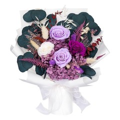 Bonsion Preserved Flowers Bouquet for Delivery, Purple Rose