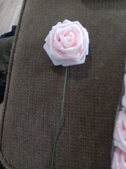 25 Pink Stemmed Foam Roses Artificial 3″ Flowers Party Wedding “Free Shipping”