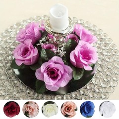 4 pcs Silk ROSES Flowers Candle Rings Wedding Tabletop Centerpieces Decorations