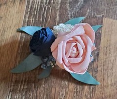 Dusty Blue Navy Pink Bridal Bouquet Blush Sola Wood Cascade Wedding Flowers