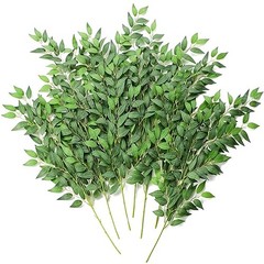12pcs 28” Artificial Italian Ruscus Greenery Stems, Faux Hanging Greenery